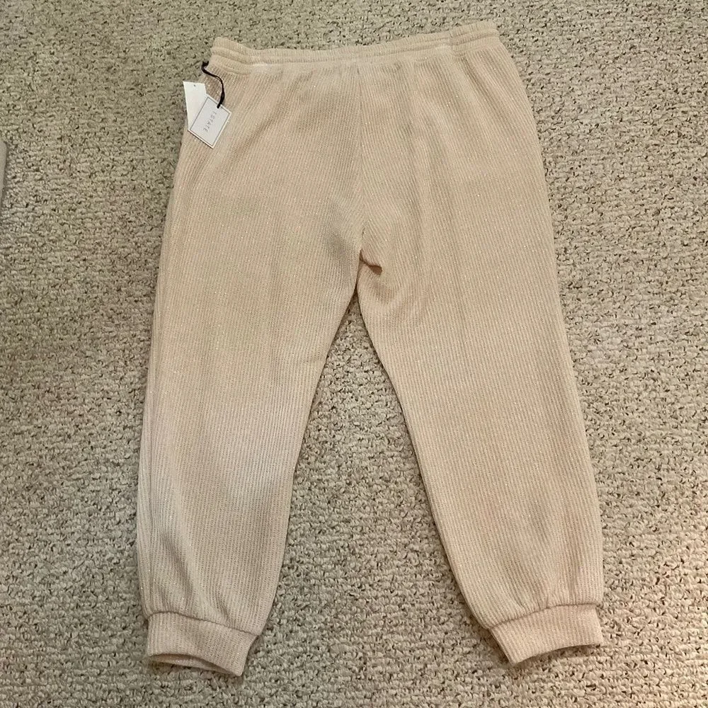 1.STATE Plus Tassel Tie Pocketed Jogger Pants Off White Cream Size 1X NWT